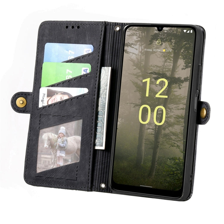 For Nokia C31 Geometric Zipper Wallet Side Buckle Leather Phone Case(Black) - Nokia Cases by buy2fix | Online Shopping UK | buy2fix