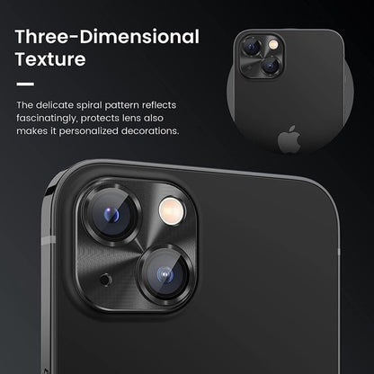 For iPhone 15 / 15 Plus ENKAY Aluminium Alloy Tempered Glass Lens Cover Film(Black) - iPhone 15 Plus Tempered Glass by ENKAY | Online Shopping UK | buy2fix