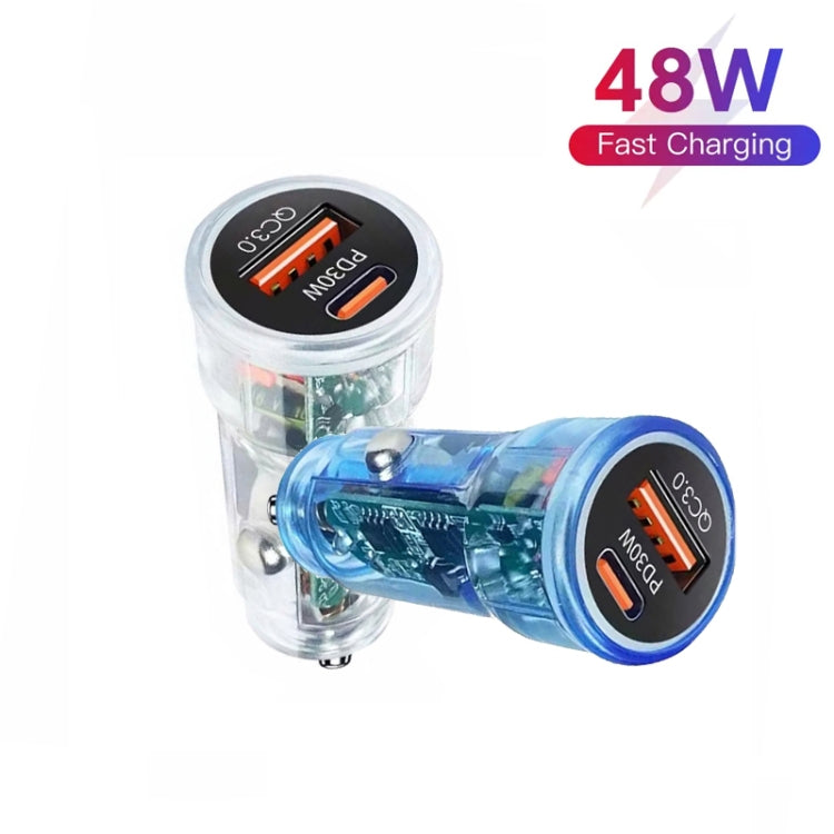 P35 48W PD30W+QC3.0 18W USB Transparent Car Quick Charge(Transparent) - Car Charger by buy2fix | Online Shopping UK | buy2fix