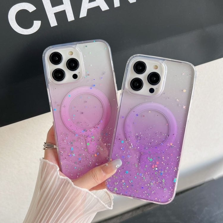 For iPhone 13 Pro MagSafe Glitter Hybrid Clear TPU Phone Case(Purple) - iPhone 13 Pro Cases by buy2fix | Online Shopping UK | buy2fix