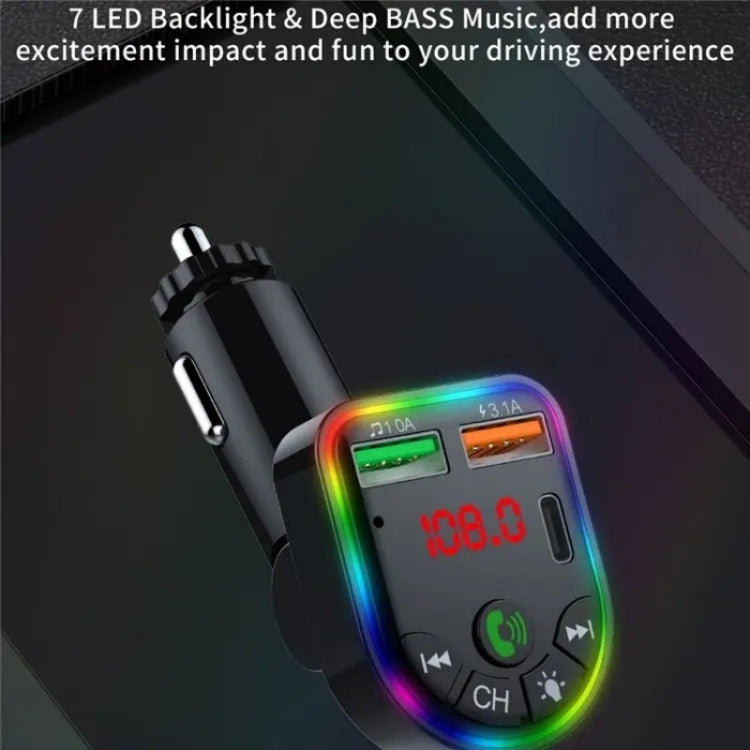 P20 Dual USB Port Car Bluetooth Hands-Free Calling Car MP3 Audio Digital Display USB Car Charger - Car Charger by buy2fix | Online Shopping UK | buy2fix