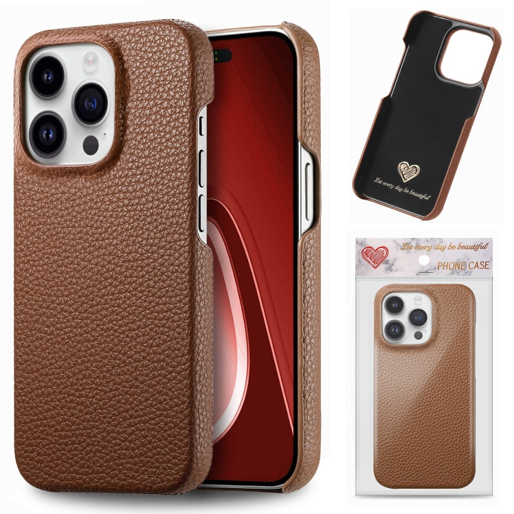 For iPhone 15 Pro Max Litchi Oil Edge Leather Back Phone Case(Brown) - iPhone 15 Pro Max Cases by buy2fix | Online Shopping UK | buy2fix