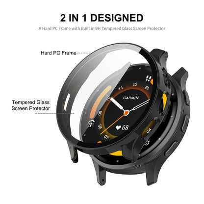 For Garmin Venu 3 ENKAY Hat-Prince Full Coverage PC + Tempered Glass Film Integrated Watch Case(Black) - Watch Cases by ENKAY | Online Shopping UK | buy2fix