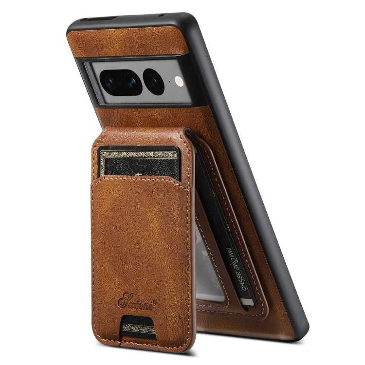 For Google Pixel 7 Pro Suteni H15 Oil Eax Leather Detachable Wallet Back Phone Case(Brown) - Google Cases by Suteni | Online Shopping UK | buy2fix