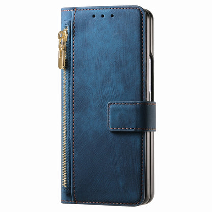 For Samsung Galaxy Z Fold5 5G Retro MagSafe Magnetic Zipper Wallet Leather Phone Case(Blue) - Galaxy Z Fold5 Cases by buy2fix | Online Shopping UK | buy2fix