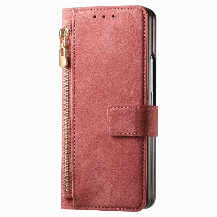 For Samsung Galaxy Z Fold4 Retro MagSafe Magnetic Zipper Wallet Leather Phone Case(Pink) - Galaxy Z Fold4 5G Cases by buy2fix | Online Shopping UK | buy2fix