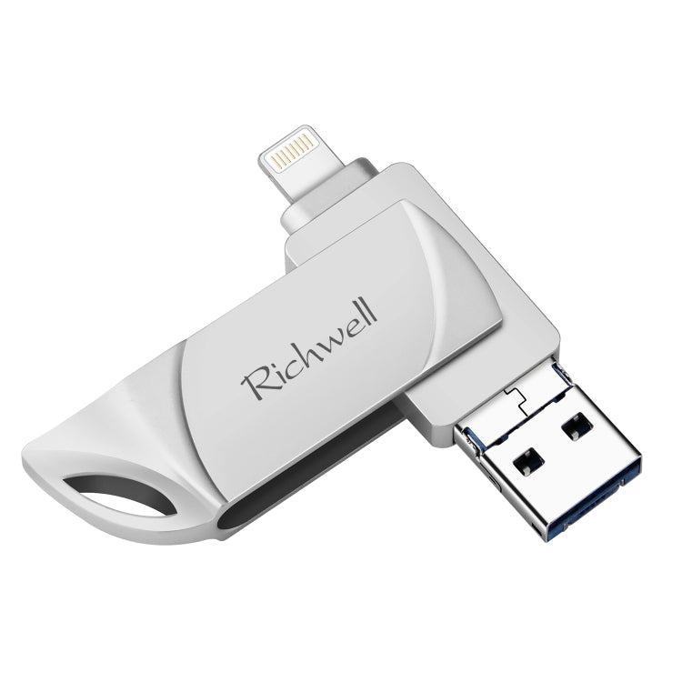 Richwell  DXZ128 USB Flash Disk 128G 3 in 1 Micro USB + 8 Pin + USB 3.0 Compatible IPhone & IOS(Silver) - U Disk & Card Reader by Richwell | Online Shopping UK | buy2fix