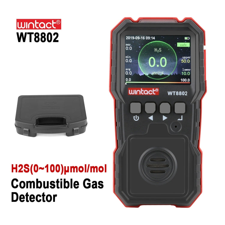 WINTACT WT8802 Hydrogen Sulfide Monitor Professional Rechargeable Gas Sensor High Sensitive Digital Sound-light Vibration Alarm H2S Detector - Consumer Electronics by BENETECH | Online Shopping UK | buy2fix