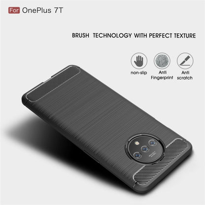 For Oneplus 7T Brushed Texture Carbon Fiber TPU Case(Black) - OnePlus Cases by buy2fix | Online Shopping UK | buy2fix