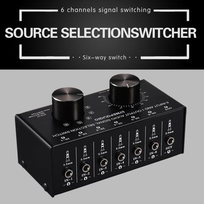 B017 6 Input 1 Output Audio Signal Selection Switcher Output Volume Adjustment Control 3.5mm Interface - Consumer Electronics by buy2fix | Online Shopping UK | buy2fix