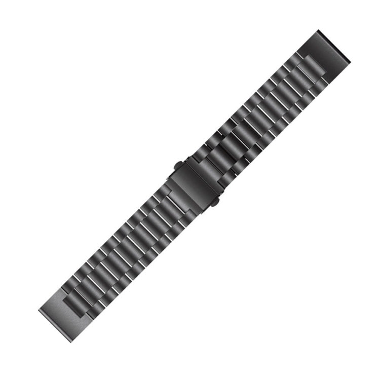 For Garmin Fenix 5X Three-Bead Stainless Steel Metal Watch Band, Size:26MM(Black) - Watch Bands by buy2fix | Online Shopping UK | buy2fix