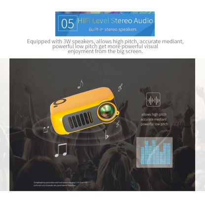 A2000 Portable Projector 800 Lumen LCD Home Theater Video Projector, Support 1080P, US Plug (Orange) - Consumer Electronics by buy2fix | Online Shopping UK | buy2fix