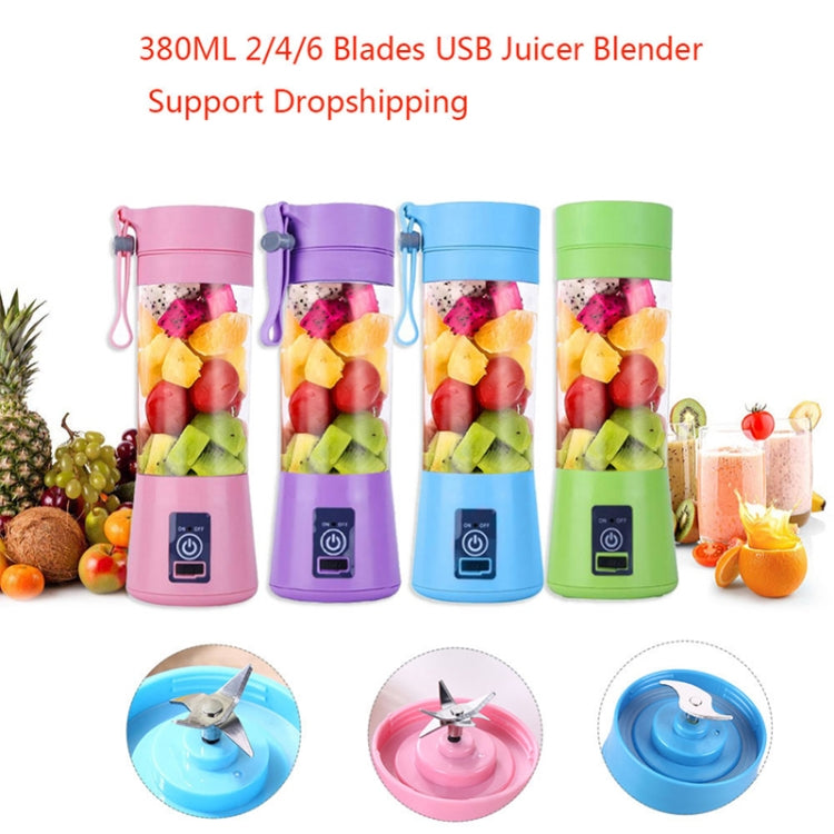 USB Rechargeable Electric Automatic Vegetable Fruit Citrus Orange Juice Maker Cup Mixer Bottle (380ML)(2 Blades Purple) - Home & Garden by buy2fix | Online Shopping UK | buy2fix