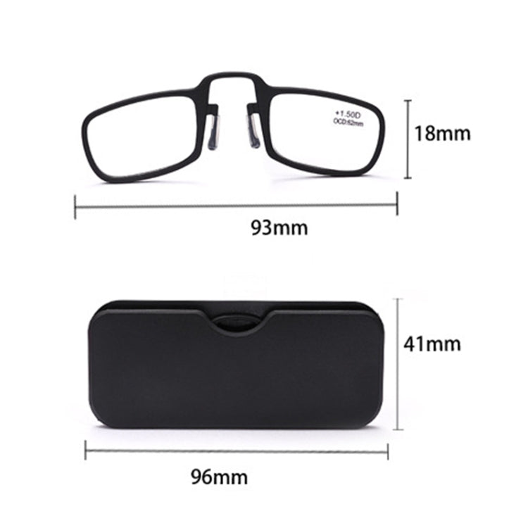 2 PCS TR90 Pince-nez Reading Glasses Presbyopic Glasses with Portable Box, Degree:+2.00D(Black) - Outdoor & Sports by buy2fix | Online Shopping UK | buy2fix