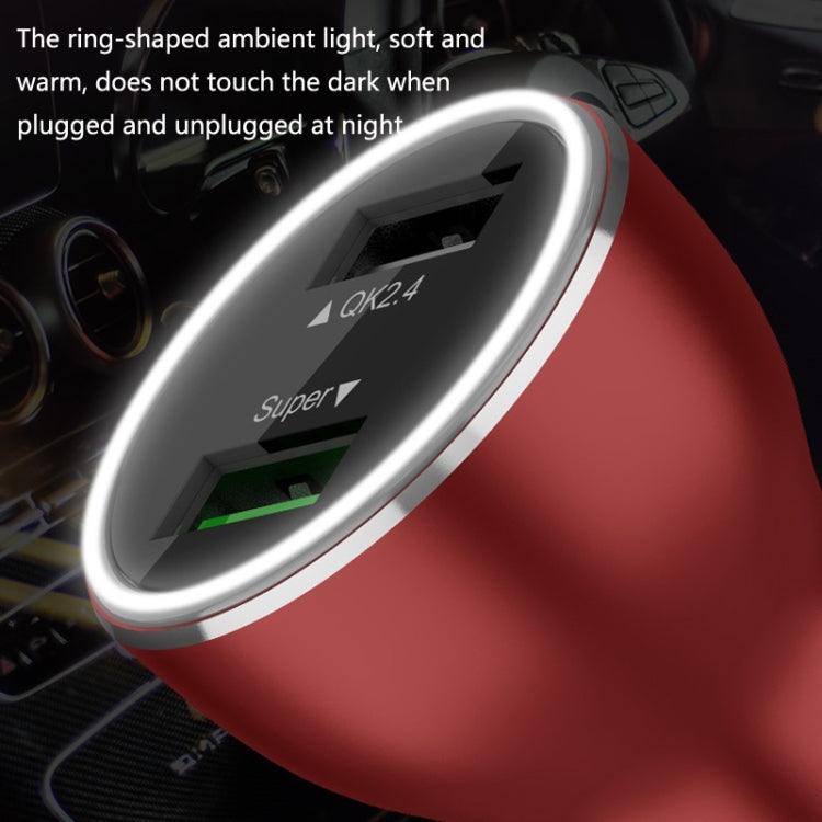 QIAKEY QK789 Dual Ports Fast Charge Car Charger(Red) - Car Charger by QIAKEY | Online Shopping UK | buy2fix