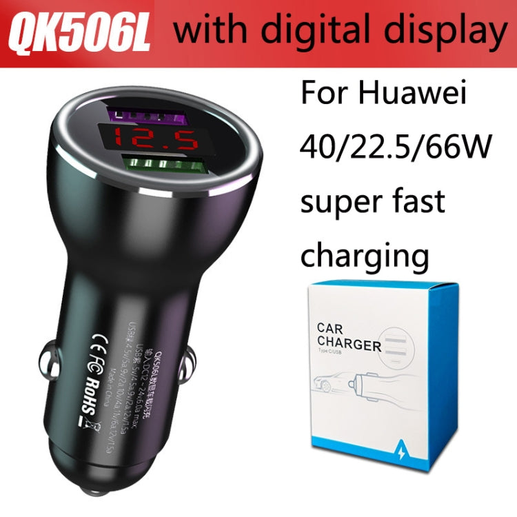 QIAKEY QK506L Dual Ports Fast Charge Car Charger(Black) - In Car by QIAKEY | Online Shopping UK | buy2fix