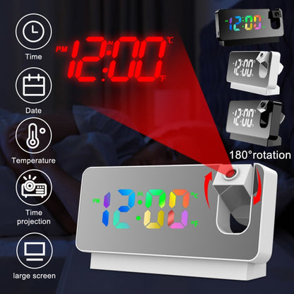 S282 Colorful Font Mute Electronic Digital Clock Mirror Projection Alarm Clock(Black Shell) - Alarm Clocks by buy2fix | Online Shopping UK | buy2fix