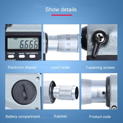 Digital Display Outer Diameter Micrometer 0.001mm High Precision Electronic Spiral Micrometer Thickness Gauge, Model:0-25mm - Consumer Electronics by buy2fix | Online Shopping UK | buy2fix