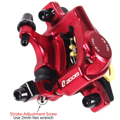 ZOOM HB100 Mountain Bike Hydraulic Brake Caliper Folding Bike Cable Pull Hydraulic Disc Brake Caliper, Style:Front(Red) - Outdoor & Sports by Zoom | Online Shopping UK | buy2fix