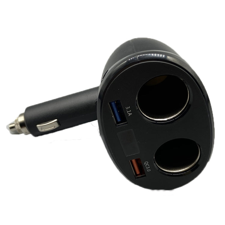 Cigarette Lighter Car Charger Dual USB QC 3.0 Dual Fast Charging 6A Car Charger(Classic Black) - In Car by buy2fix | Online Shopping UK | buy2fix