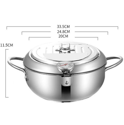 304 Stainless Steel Fryer Pot Household Temperature-controlled Multifunctional Thickening Pot, Size:24cm - Home & Garden by buy2fix | Online Shopping UK | buy2fix