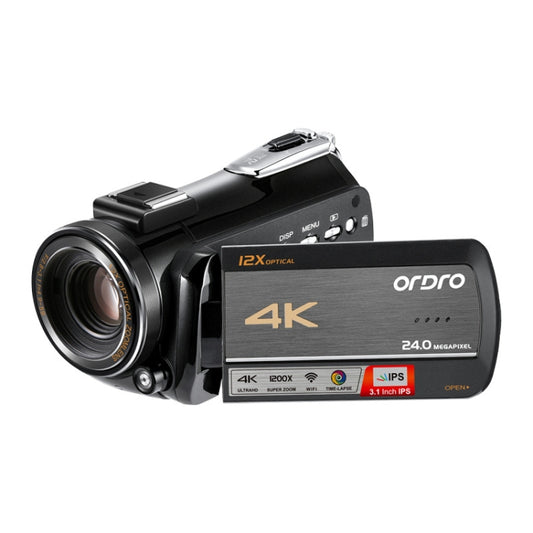 ORDRO AC5 4K HD Night Vision WiFi 12X Optical Zoom Digital Video DV Camera Camcorder, Style:Standard(Black) - Consumer Electronics by ORDRO | Online Shopping UK | buy2fix