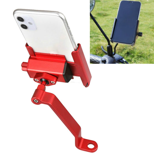 CYCLINGBOX Aluminum Alloy Mobile Phone Holder Bicycle Riding Takeaway Rotatable Metal Mobile Phone Bracket, Style:Rearview Mirror Installation(Red) - Holders by CYCLINGBOX | Online Shopping UK | buy2fix
