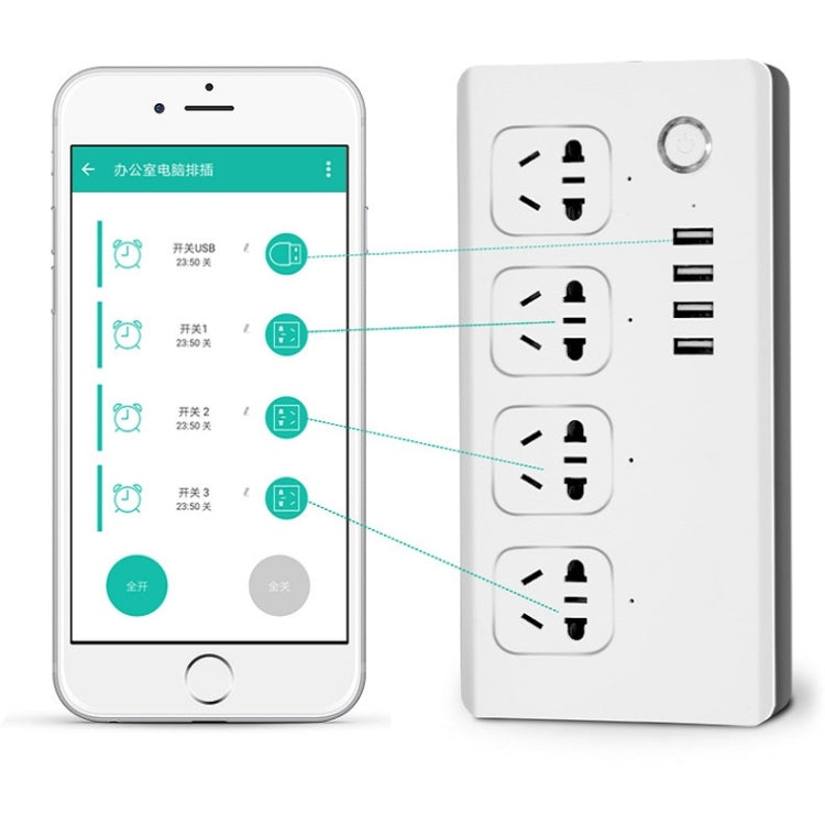 Home Office Wifi Mobile Phone Remote Control Timer Switch Voice Control Power Strip, Line length: 1.5m(US Plug) - Consumer Electronics by buy2fix | Online Shopping UK | buy2fix