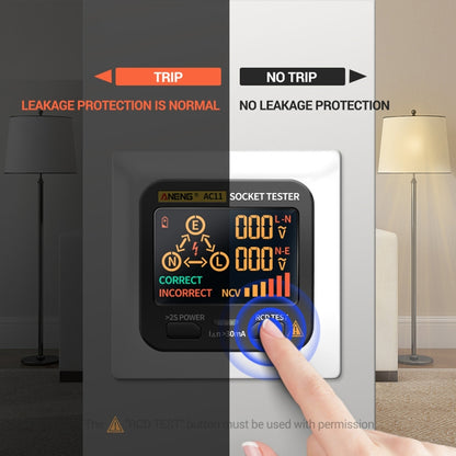ANENG AC11 Multifunctional Digital Display Socket Tester Electrical Ground Wire Tester(US Plug) - Current & Voltage Tester by ANENG | Online Shopping UK | buy2fix