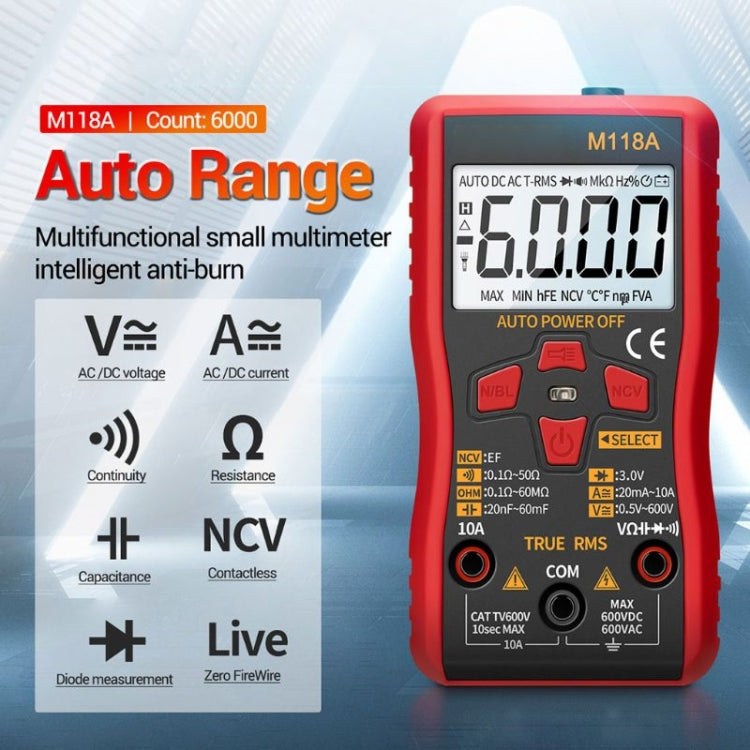ANENG M118A High-Precision Automatic Range Multimeter Multi-Function Small Electrician Instrumentation Digital Universal Meter - Consumer Electronics by ANENG | Online Shopping UK | buy2fix