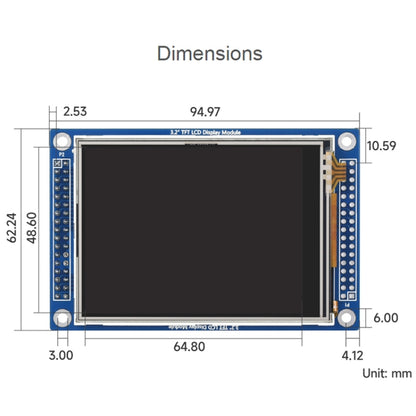 Waveshare 16498 3.2inch 320x240 Pixels Touch LCD (D), With Touch Panel And Stand-Alone Controllers - Consumer Electronics by Waveshare | Online Shopping UK | buy2fix