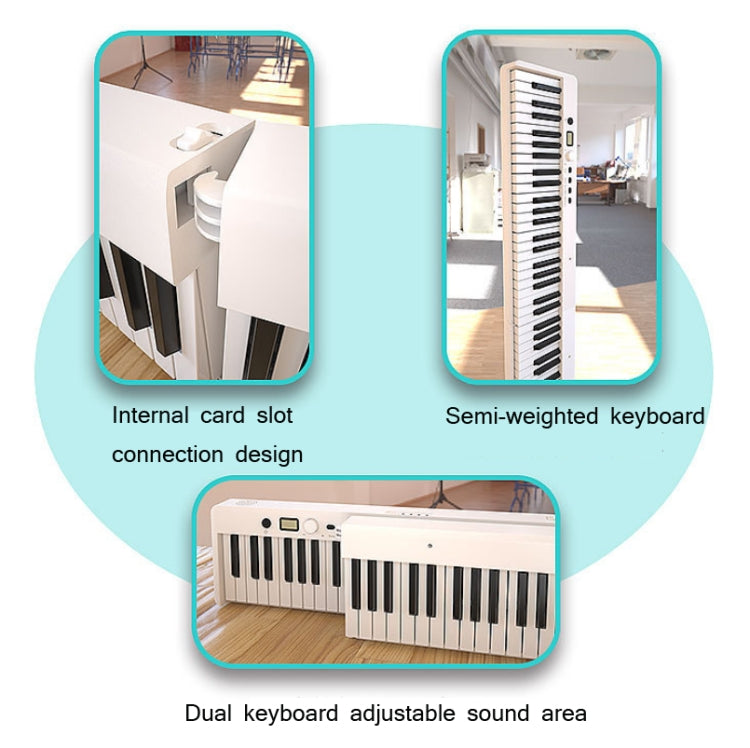 Wersi 88-Key Foldable Portable Electronic Piano Keyboard For Beginners Practice Piano, USB(White) - Keyboard Instruments by buy2fix | Online Shopping UK | buy2fix