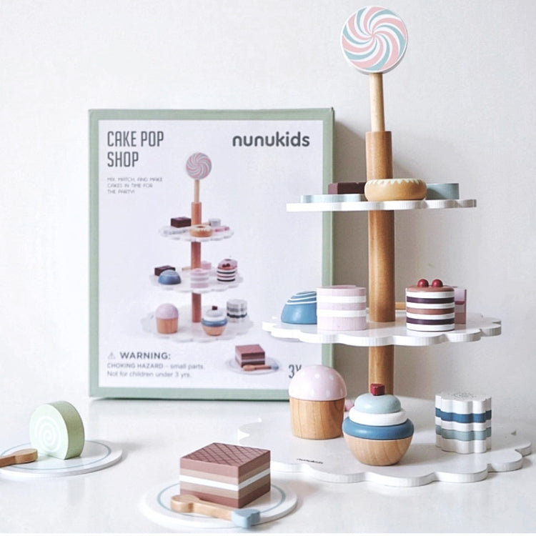 NUNUKIDS Wooden Cake Toy Afternoon Tea Children Pretend Play Toys Cake Tower - Pretend Play Toys by buy2fix | Online Shopping UK | buy2fix