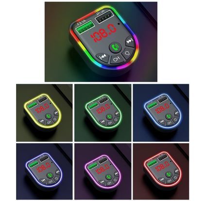 F5 Car FM Transmitter Bluetooth Hands-Free MP3 Music Player Colorful Atmosphere Light - Bluetooth Car Kits by buy2fix | Online Shopping UK | buy2fix