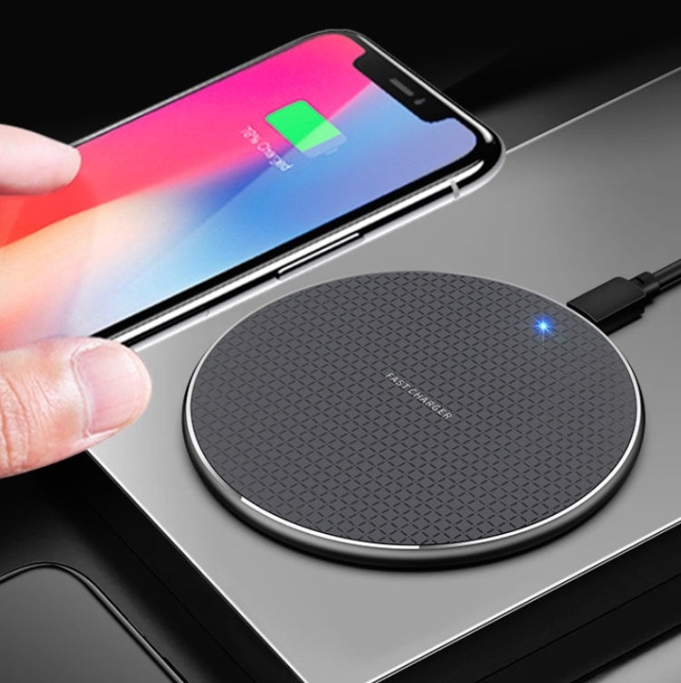 K8 10W Universal Aluminum Alloy Mobile Phone Wireless Charger, Specification:with 50cm Cable(Black) - Wireless Charger by buy2fix | Online Shopping UK | buy2fix