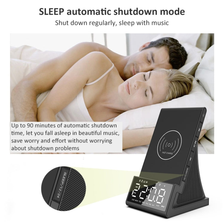 X7 Multifunctional Wireless Charging Bluetooth Speaker with Alarm Clock & Radio & Remote Control, Specification: US Plug - Desktop Speaker by buy2fix | Online Shopping UK | buy2fix