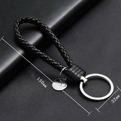 100 PCS Woven Leather Cord Keychain Car Pendant Leather Key Ring Baotou With Small Round Piece(Silver) - Key Rings by buy2fix | Online Shopping UK | buy2fix