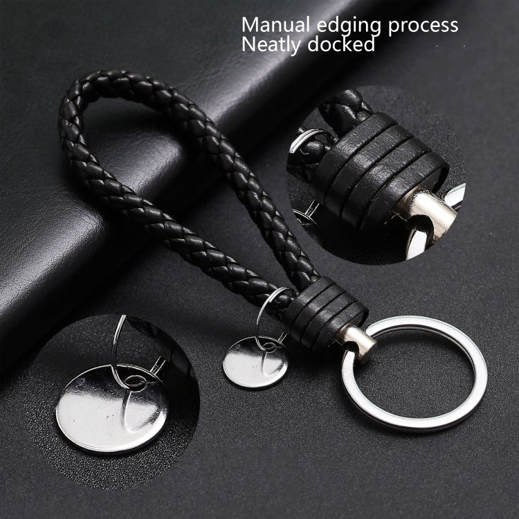 100 PCS Woven Leather Cord Keychain Car Pendant Leather Key Ring Baotou With Small Round Piece(Silver) - Key Rings by buy2fix | Online Shopping UK | buy2fix