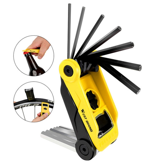 West Biking 16 In 1 Bicycle Repair Tool Multi-Function Wrench Hex Tool Riding Equipment(Black Yellow) - Outdoor & Sports by West Biking | Online Shopping UK | buy2fix