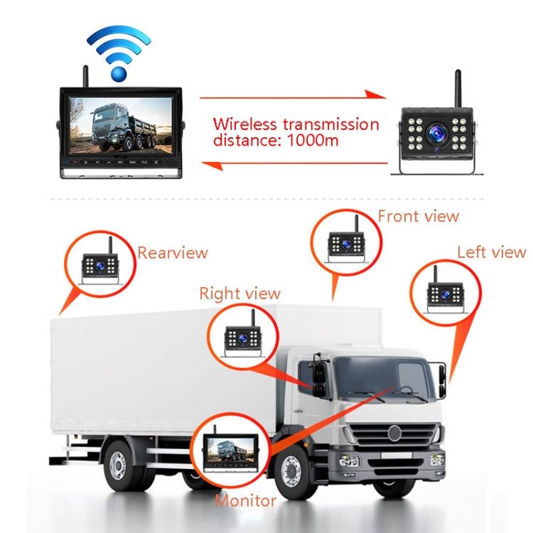 7 Inch Digital Wireless Reversing Image 1080P Video System Truck Monitoring Driving Recorder 4 Division+4 Night Video Camera - In Car by buy2fix | Online Shopping UK | buy2fix