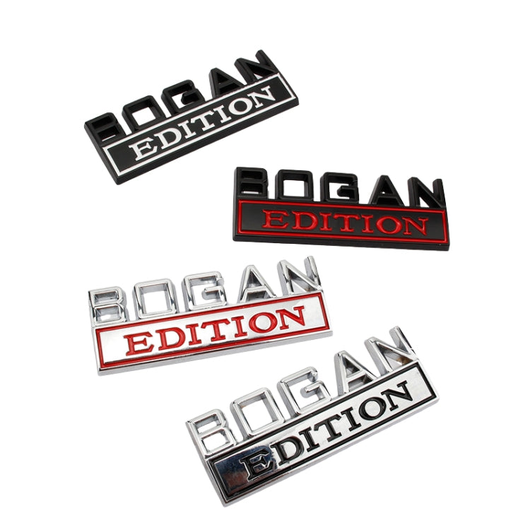 2 PCS Modified Side Door Metal Car Stickers Bogan Edition Label Leaf Board Nameplate Label(Silver Red) - Decorative Sticker by buy2fix | Online Shopping UK | buy2fix