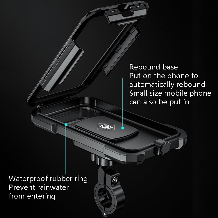 Kewig Bicycle Motorcycle Waterproof Box Mobile Phone Bracket Riding Touch Mobile Phone Fixed Seat(M18L-B1 Large Handlebar Installation) - Holder by buy2fix | Online Shopping UK | buy2fix