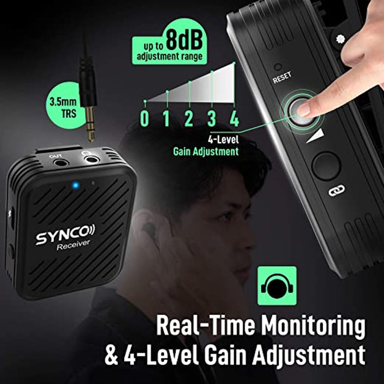 SYNCO Engragal  Wireless Microphone System 2.4GHz Interview Lavalier Lapel Mic Receiver Kit For Phones DSLR Tablet Camcorder,Configuration G1 (A1) - Consumer Electronics by buy2fix | Online Shopping UK | buy2fix