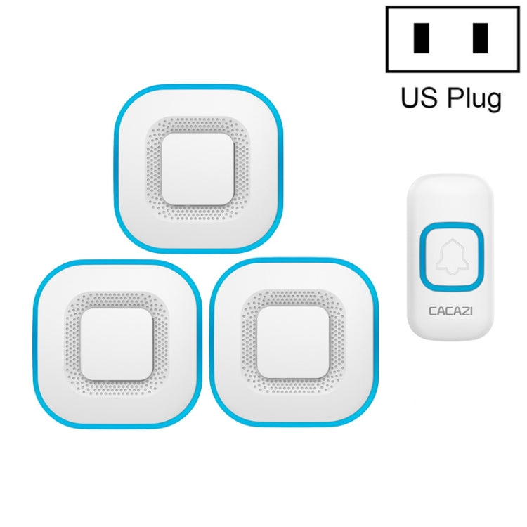 CACAZI V028F 1 For 3 Wireless Music Doorbell without Battery, Plug:US Plug(White) - Wireless Doorbell by CACAZI | Online Shopping UK | buy2fix