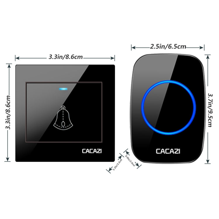 CACAZI H10 1 For 2 Home Wireless Music Doorbell without Battery, Plug:UK Plug(Black) - Wireless Doorbell by CACAZI | Online Shopping UK | buy2fix