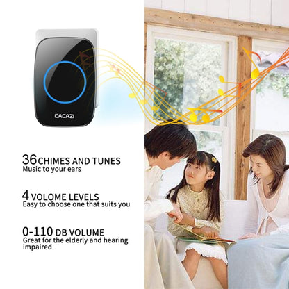 CACAZI H10 1 For 2 Home Wireless Music Doorbell without Battery, Plug:UK Plug(White) - Wireless Doorbell by CACAZI | Online Shopping UK | buy2fix