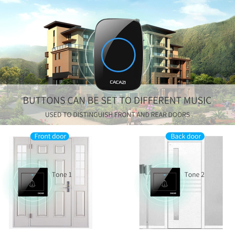 CACAZI H10 1 For 1 Wireless Smart Doorbell without Battery, Plug:UK Plug(White) - Wireless Doorbell by CACAZI | Online Shopping UK | buy2fix