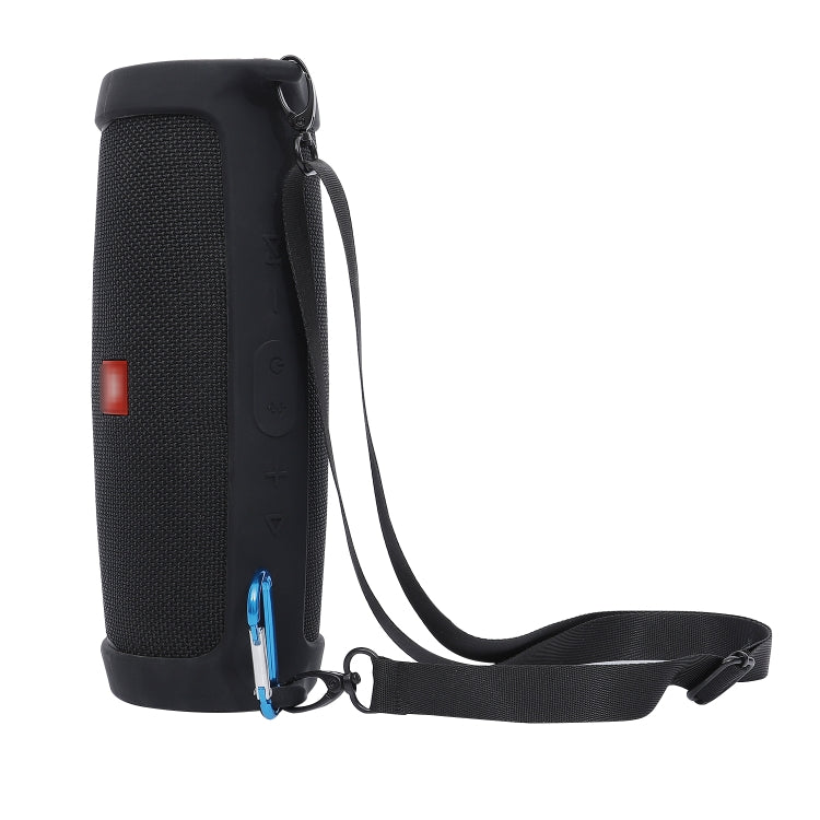 For JBL Charge 4 Bluetooth Speaker Portable Silicone Protective Cover with Shoulder Strap & Carabiner(Black) - Protective Case by buy2fix | Online Shopping UK | buy2fix