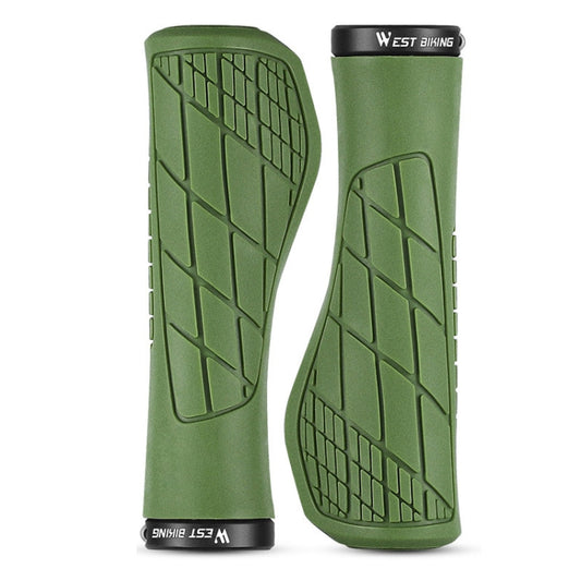 1 Pair WEST BIKING YP0804060 Bicycle Grips Mountain Bike Non-Slip Rubber Grips(Green) - Outdoor & Sports by WEST BIKING | Online Shopping UK | buy2fix