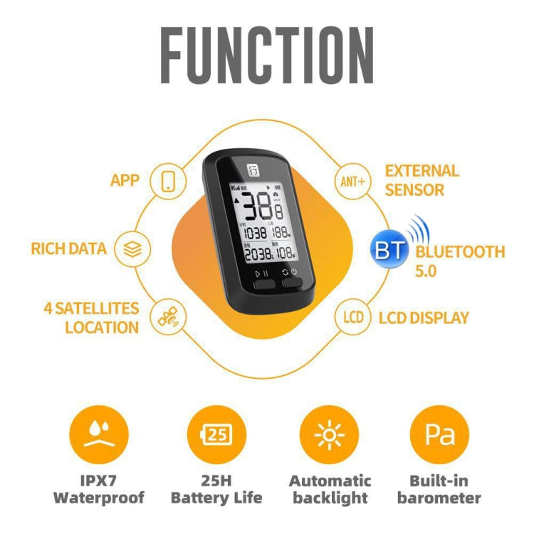 Bicycle Cycling Speedometer GPS Positioning Wireless Odometer, Specification: Small G+ (English Version) - Speedometers by buy2fix | Online Shopping UK | buy2fix